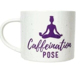CAFFEINATION Pose Yoga Threshold Porcelain coffee mug 16 ounce white speckled
